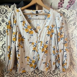 Crop top light vintage style 3/4 sleeves small top